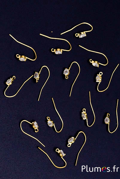 Supports pour boucles d’oreilles avec strass - ht 23 mm - doré